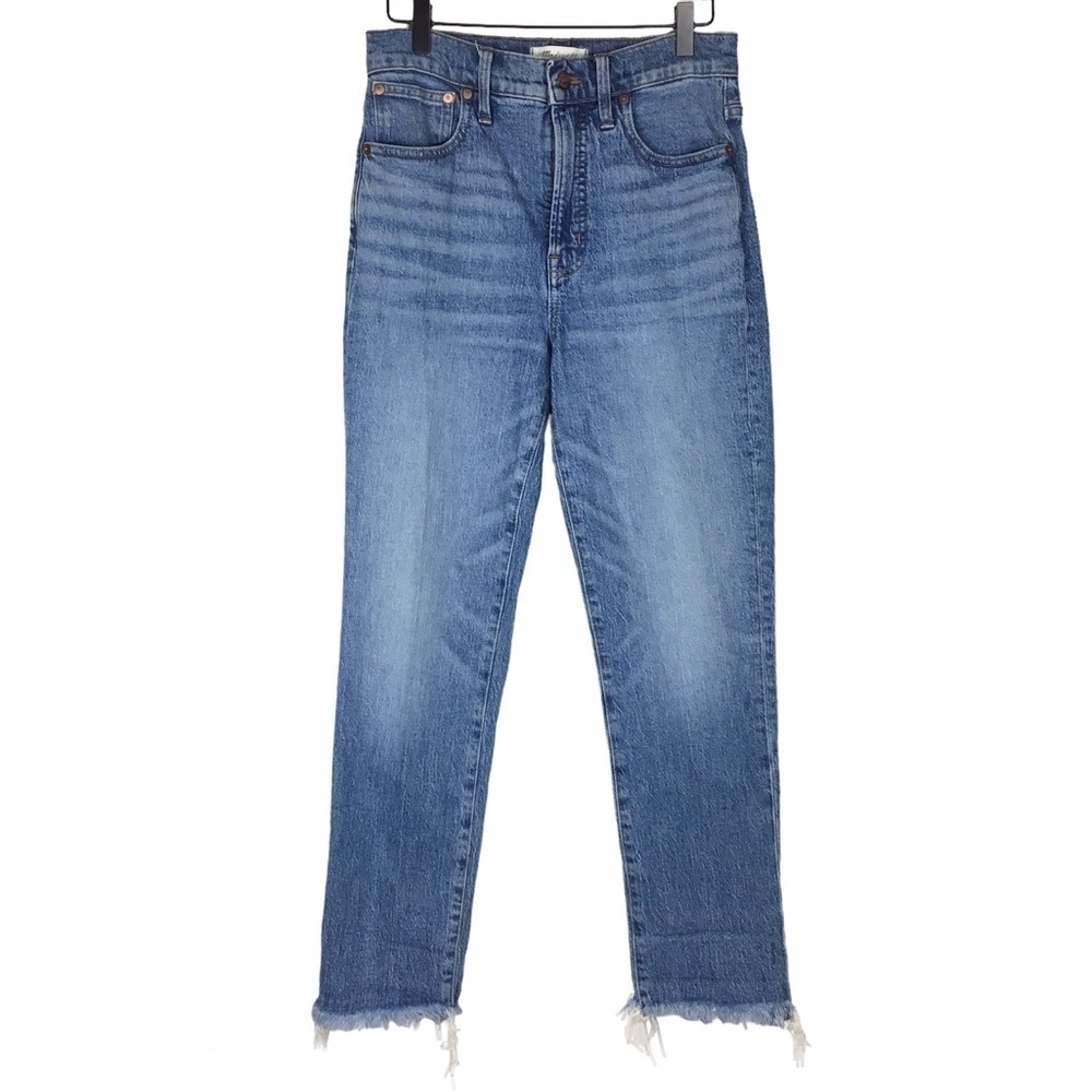 MADEWELL The Perfect Vintage Crop Jean High Waist Distressed Raw Hem Size 27